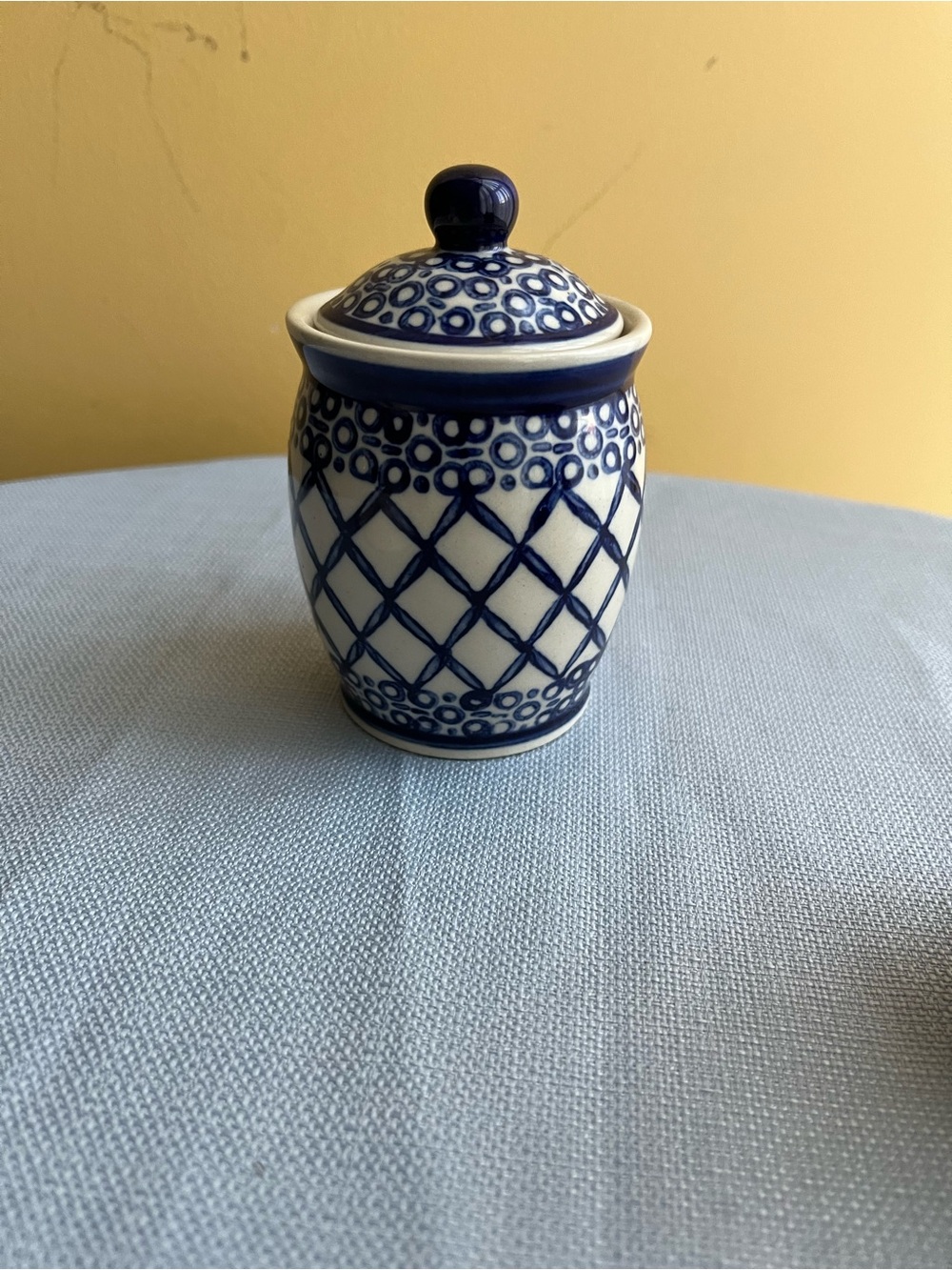 Boleslawiec Polish
Pottery Blue and White Jar with Lid